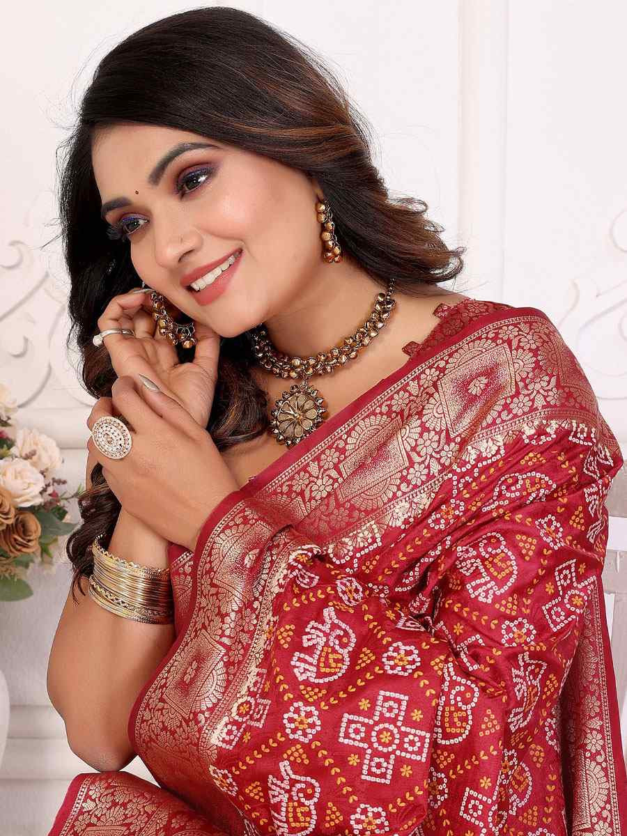 Tomato Red Soft Satin Silk Handwoven Festival Wedding Fancy Heavy Border Saree