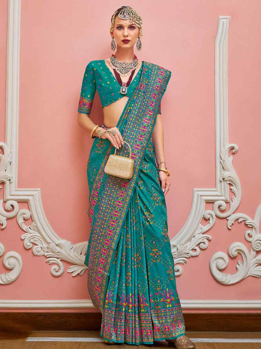 Turquoise Banarasi Silk Zari Handwoven Casual Reception Festival Wedding Fancy Classic Style Sarees