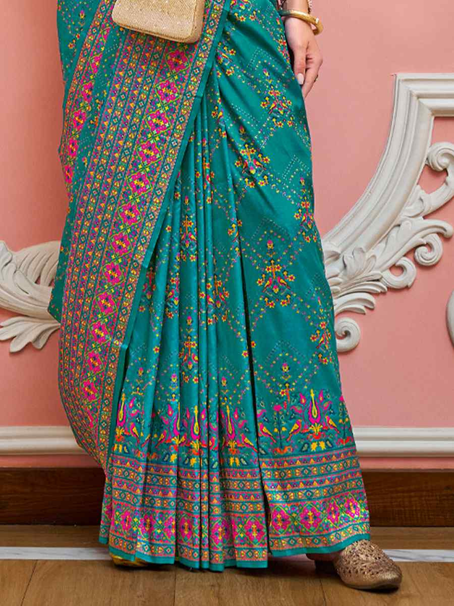 Turquoise Banarasi Silk Zari Handwoven Casual Reception Festival Wedding Fancy Classic Style Sarees