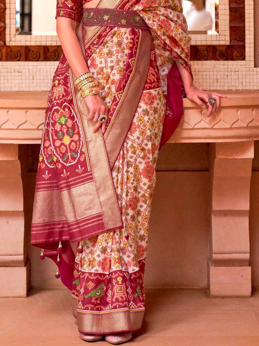 Turquoise Brasso Printed Party Festival Contemporary Saree