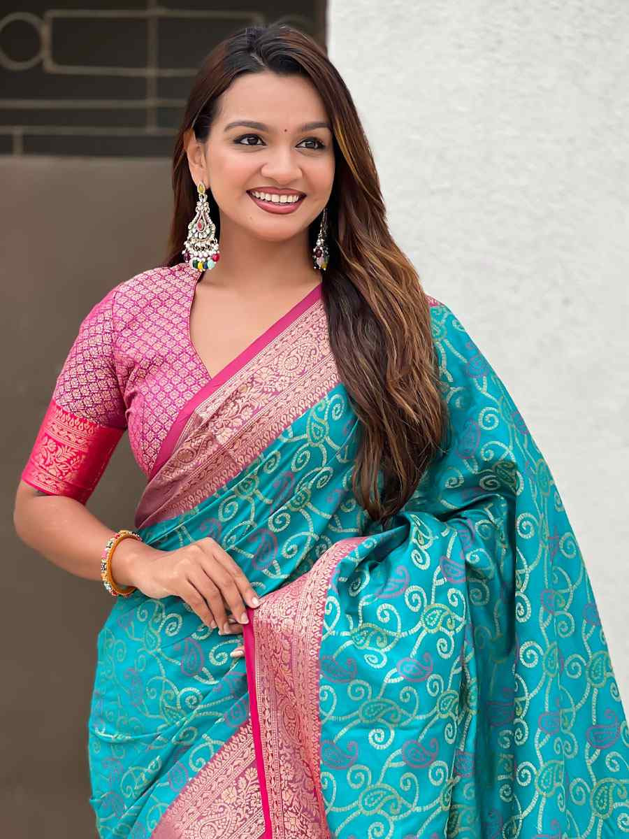 Turquoise Patola Silk Handwoven Casual Reception Festival Wedding Fancy Classic Style Sarees