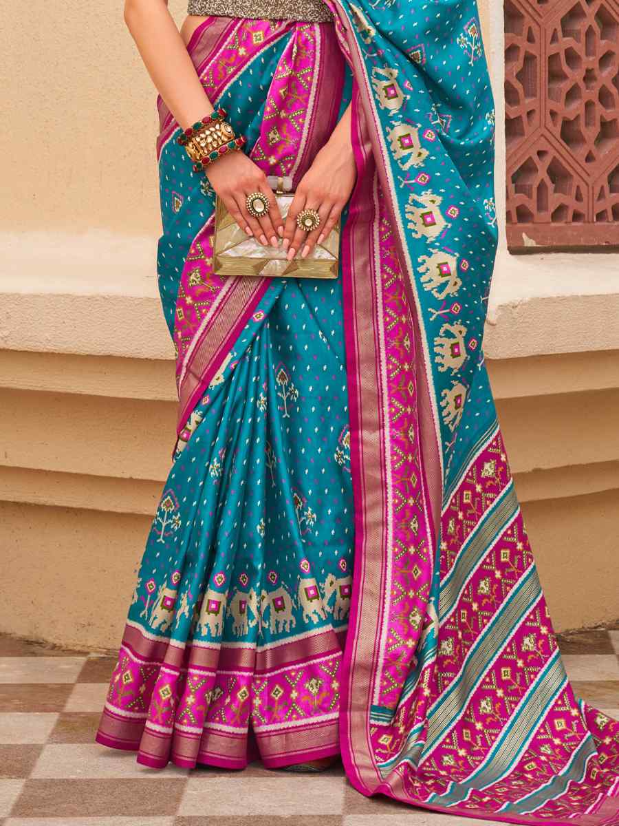 Turquoise Sigma Silk Handwoven Wedding Festival Heavy Border Saree