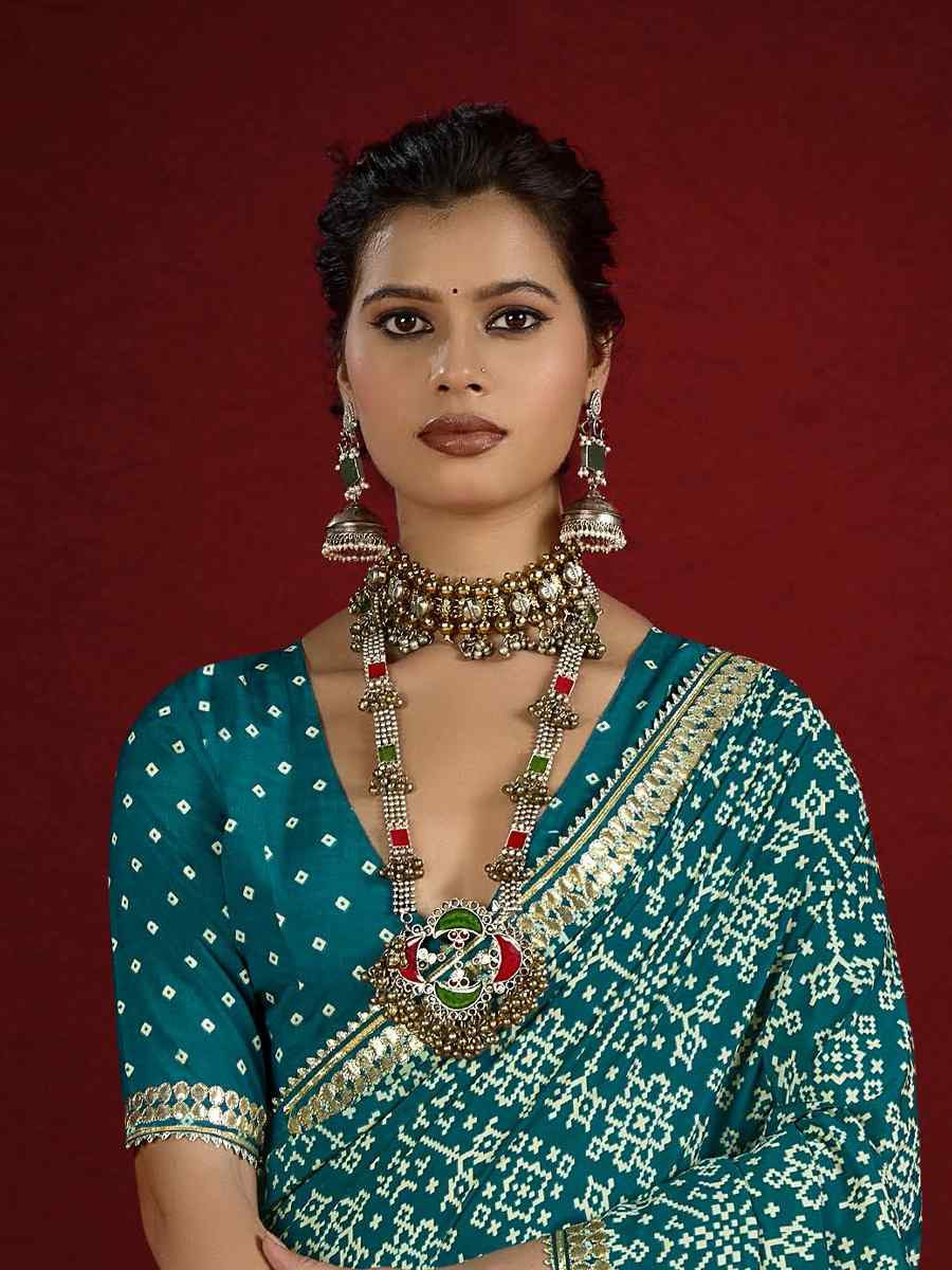 Turquoise Silk Handwoven Festival Wedding Fancy Heavy Border Saree