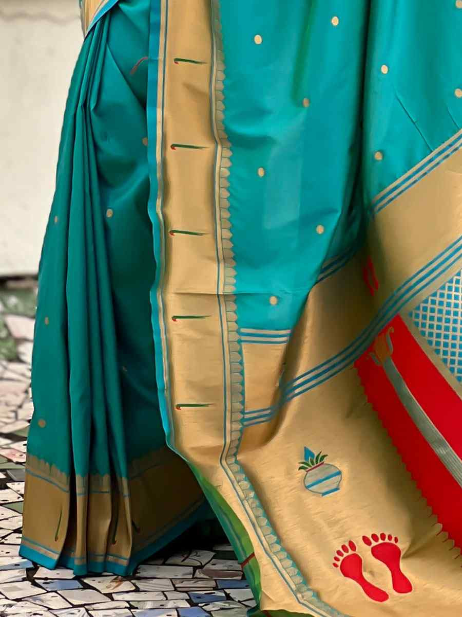 Turquoise Soft Silk Handwoven Casual Reception Festival Wedding Fancy Classic Style Sarees