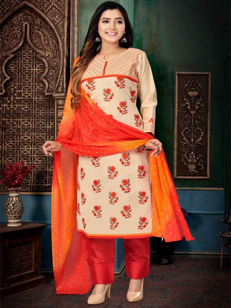 Tussar Chanderi Silk Embroidered Festival Wedding Pant Salwar Kameez