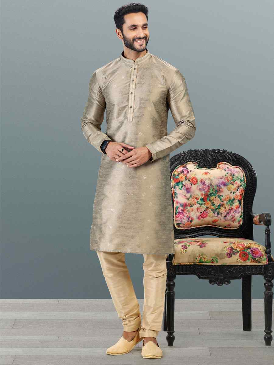 Tusser Jacquard Banarasi Silk Woven Festival Wedding Kurta