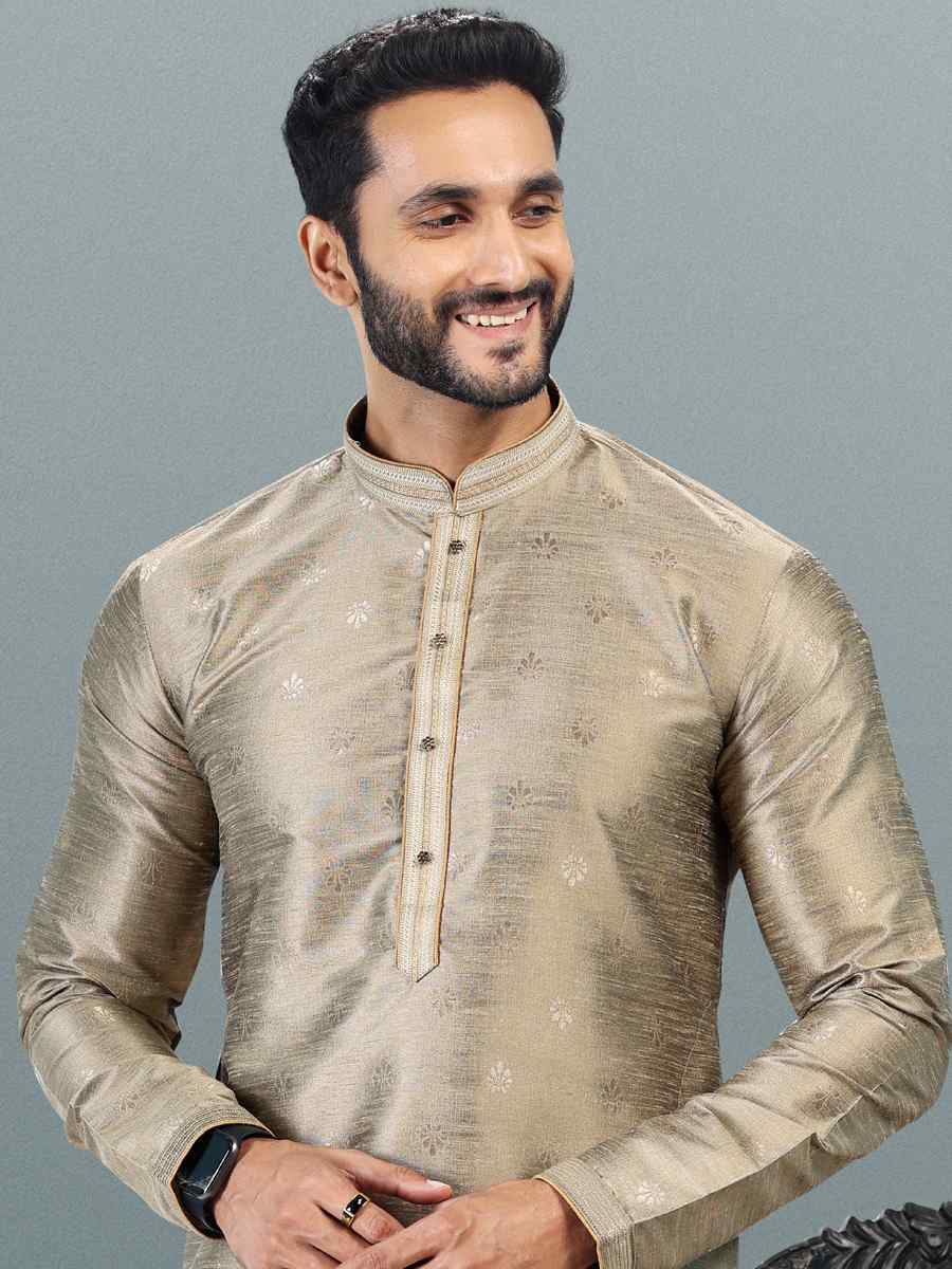 Tusser Jacquard Banarasi Silk Woven Festival Wedding Kurta