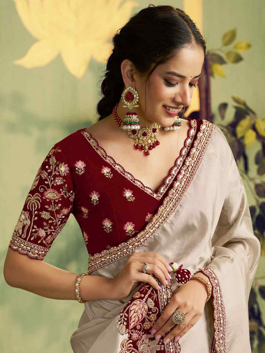 Tusser Upada Silk Embroidery Bridal Reception Party Festival Wedding Fancy Heavy Border Sarees