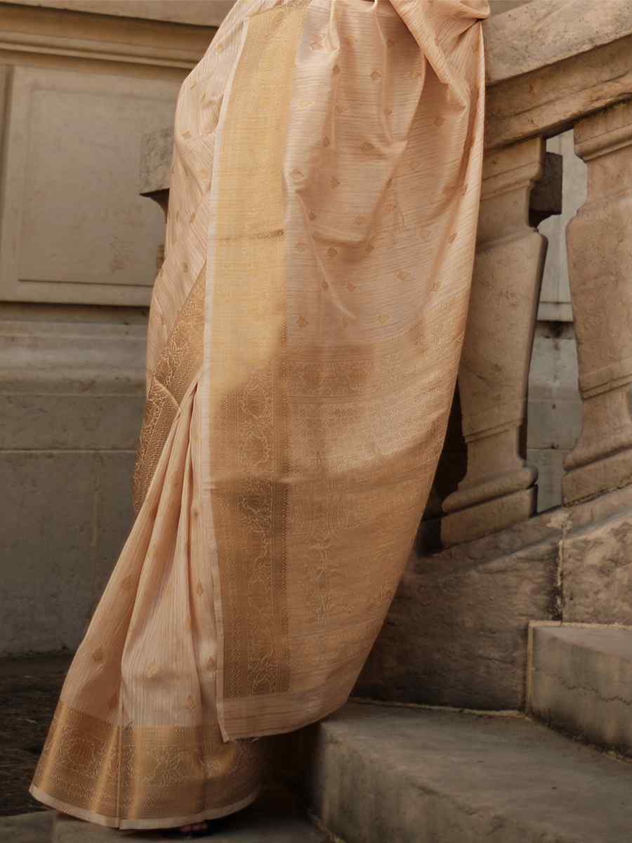 Vanila Cream Khadi Silk Handwoven Wedding Festival Heavy Border Saree