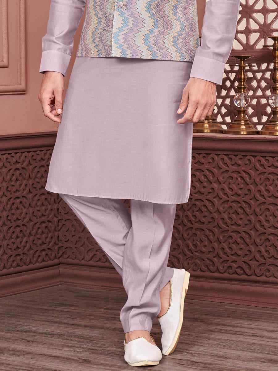 Violet Art Banarasi Silk Woven Festival Wedding Kurta