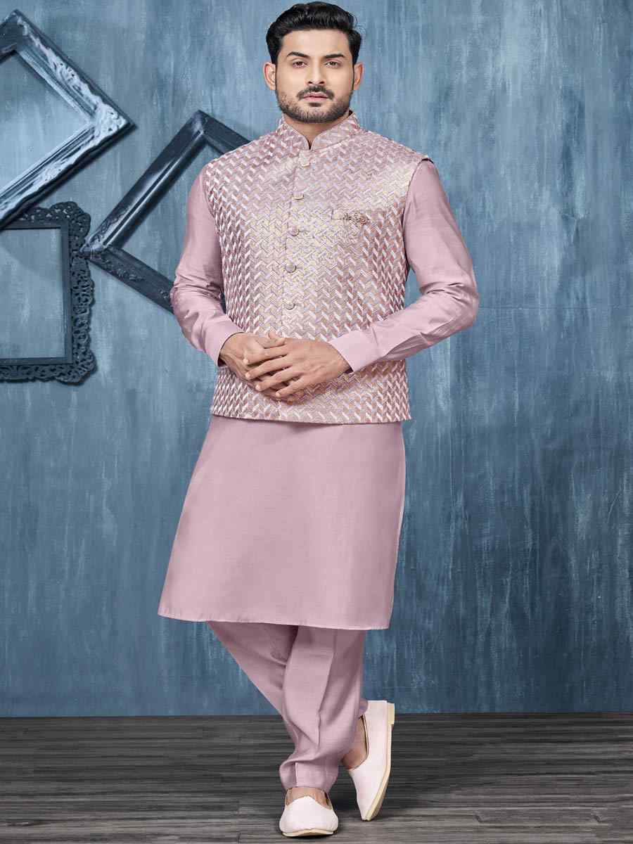Violet Art Banarasi Silk Woven Festival Wedding Kurta
