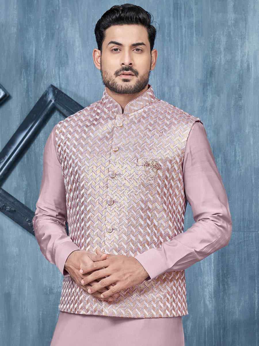 Violet Art Banarasi Silk Woven Festival Wedding Kurta