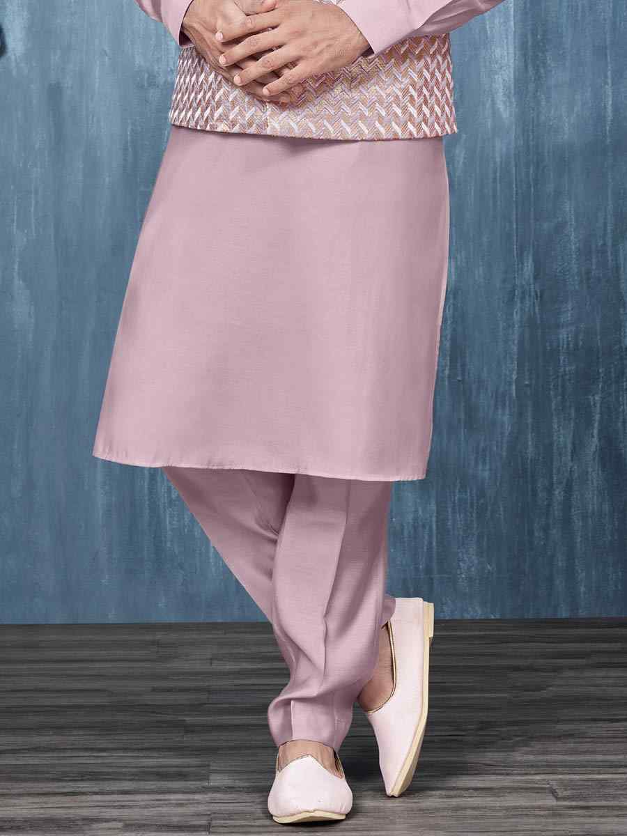 Violet Art Banarasi Silk Woven Festival Wedding Kurta