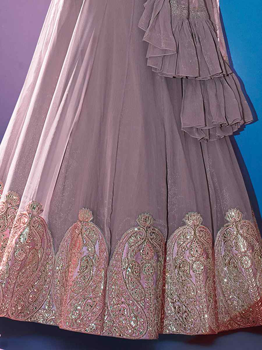 Violet Art Silk Embroidered Party Wear Festival Circular Lehenga Choli