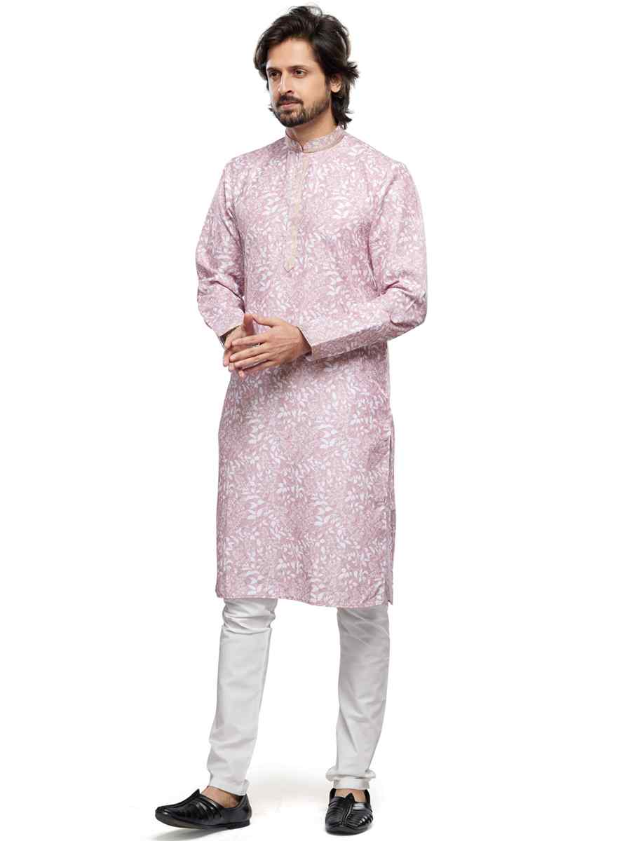 Violet Cotton Woven Festival Party Kurta