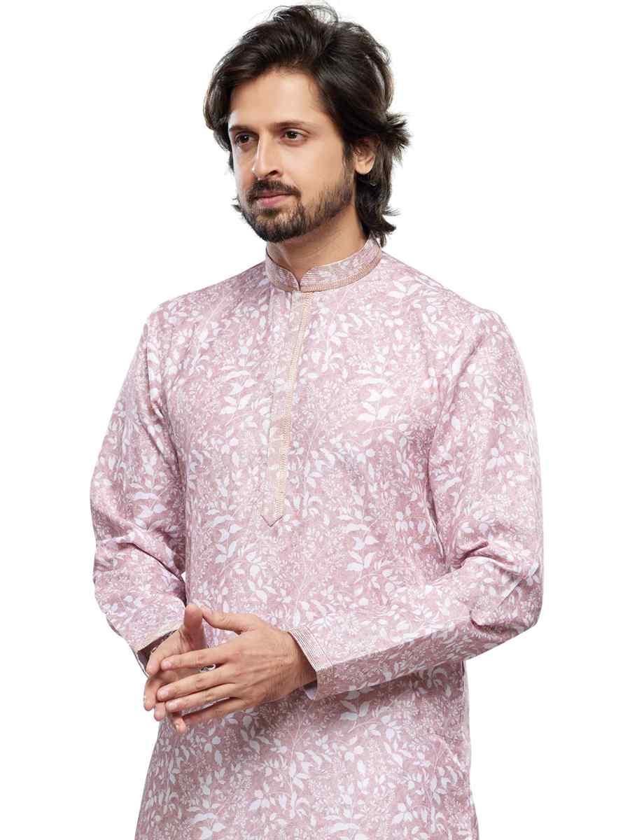 Violet Cotton Woven Festival Party Kurta