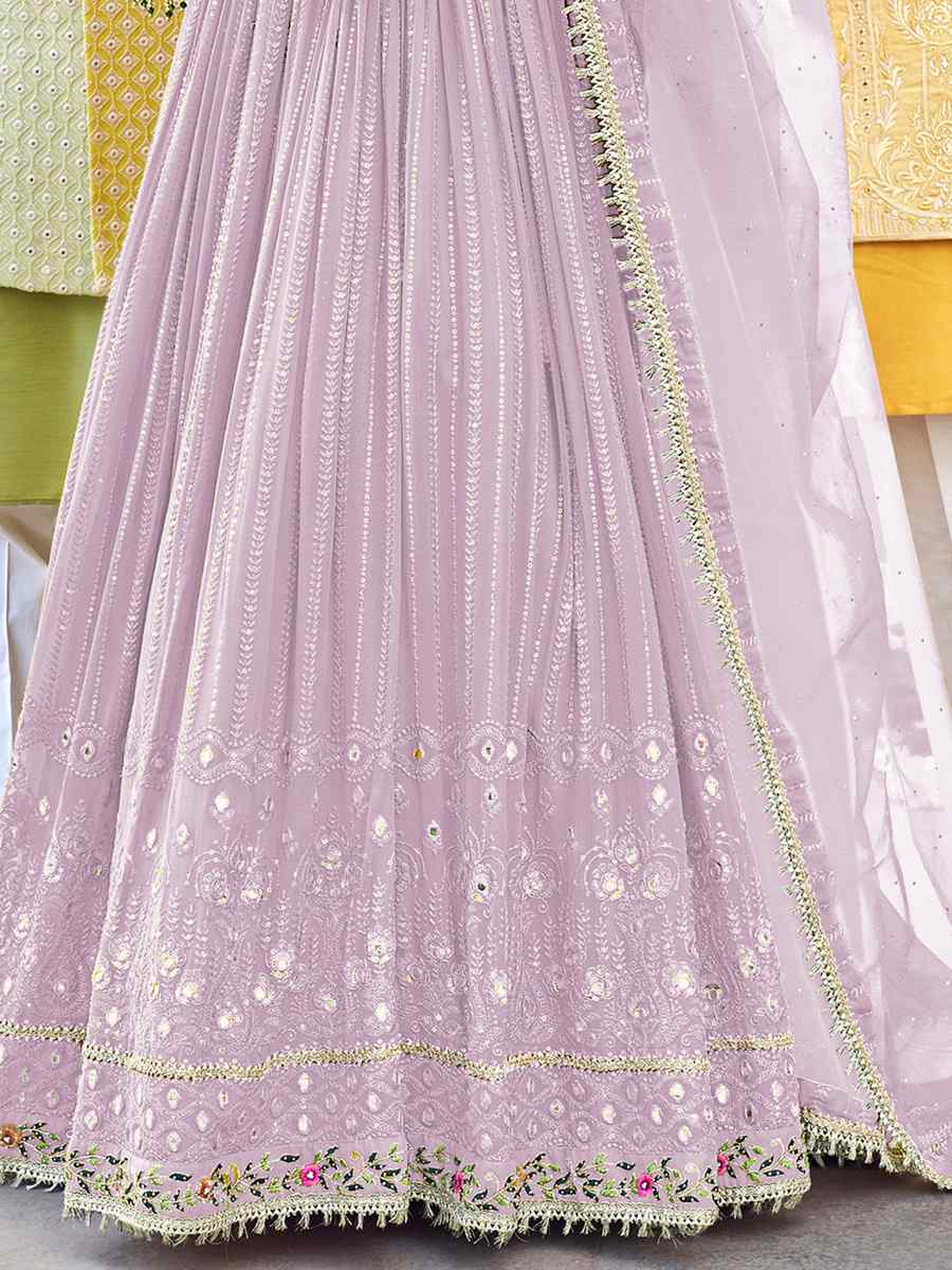 Violet Heavy Faux Georgette Embroidered Festival Wedding Anarkali Salwar Kameez