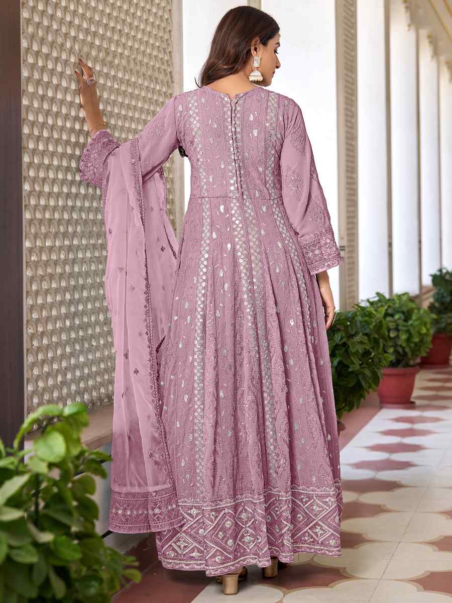 Violet Heavy Faux Georgette Embroidered Festival Wedding Anarkali Salwar Kameez
