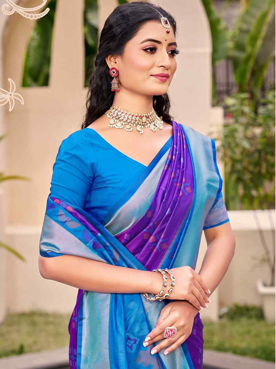 Violet Pochampalli Silk Handwoven Festival Wedding Fancy Heavy Border Saree