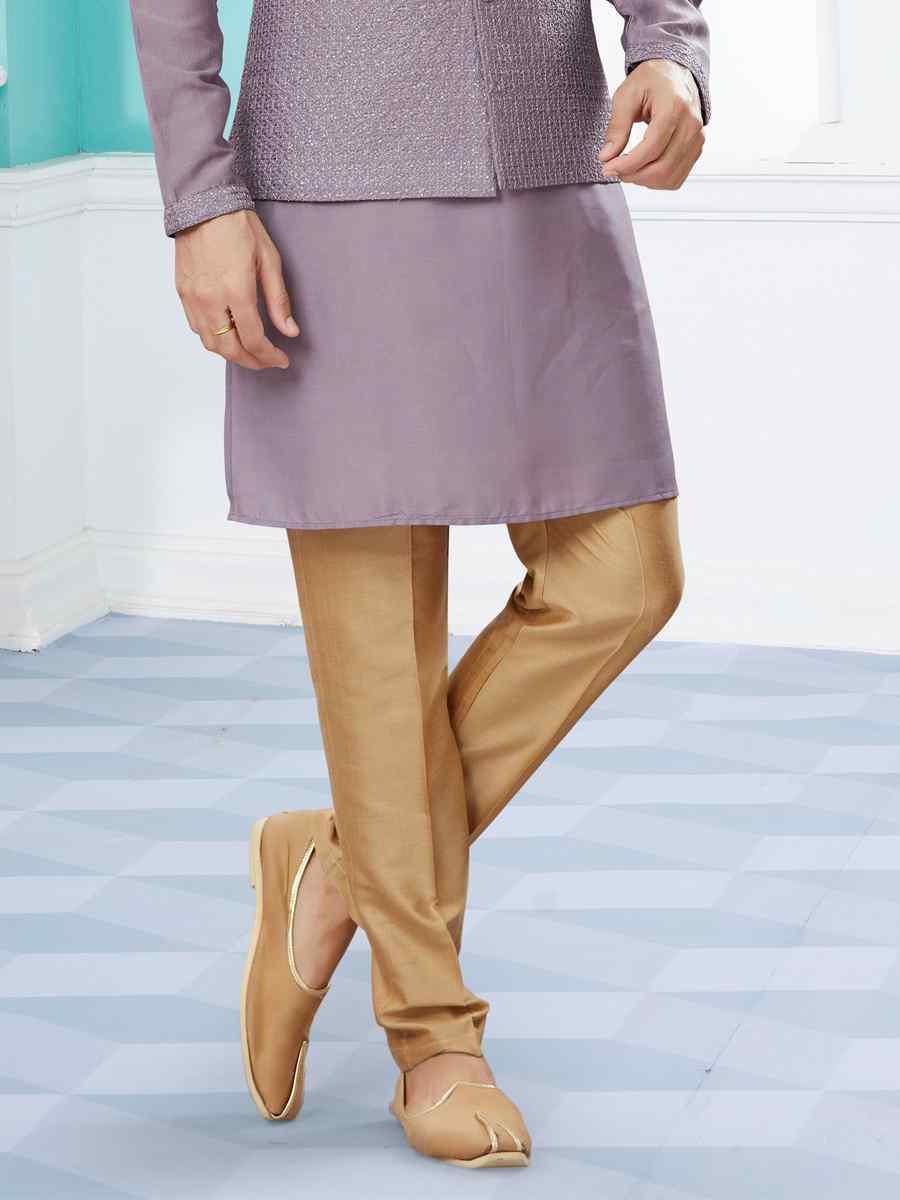 Violet Silk Dupion Woven Festival Party Kurta