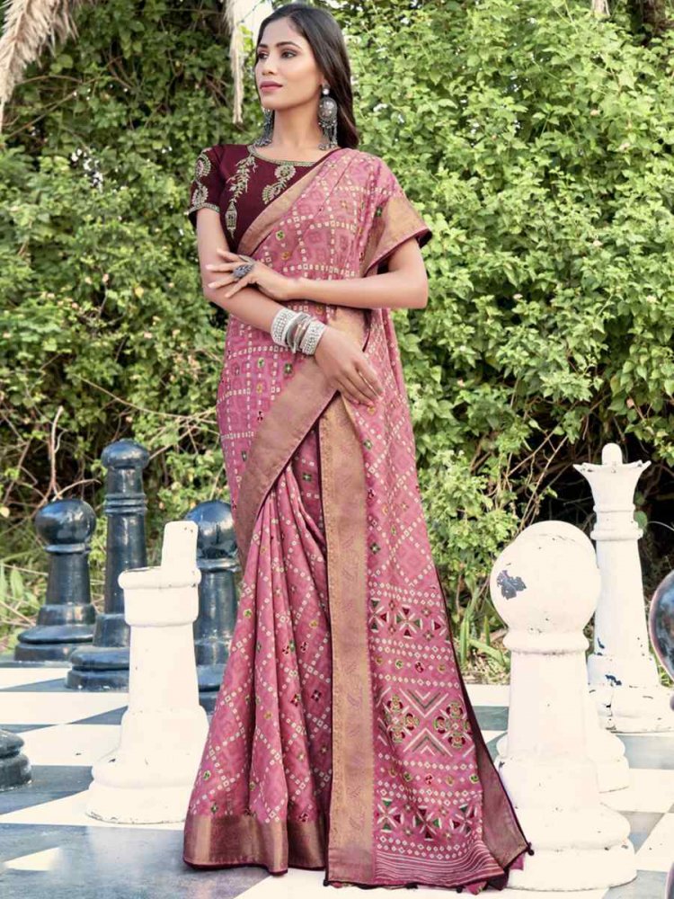 Violet Soft Silk Jacquard Handwoven Casual Festival Classic Style Saree