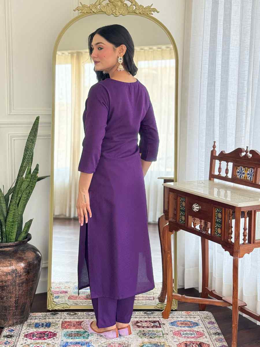 Violet Viscose Rayon Embroidery Party Wedding Festival Casual Ready Pant Salwar Kameez