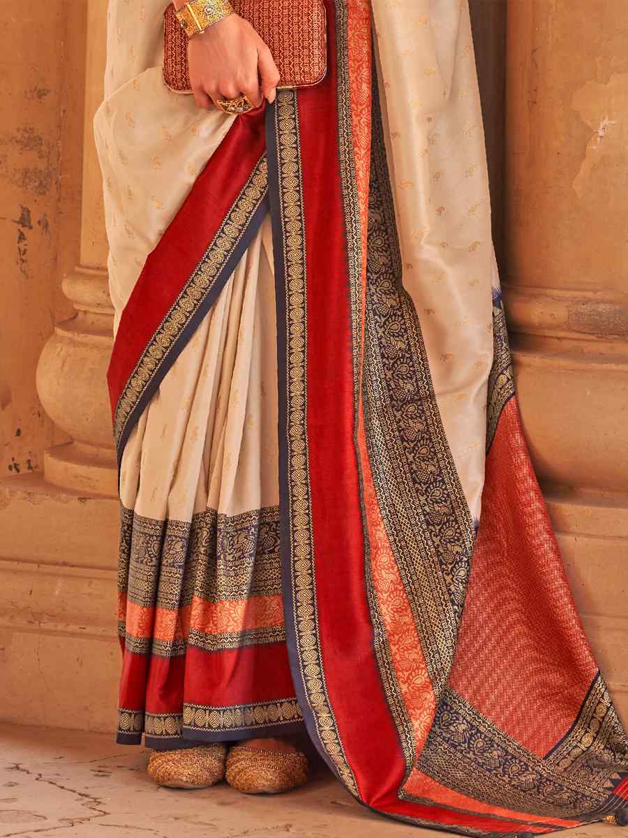 Wheat Cream V B Silk Handwoven Casual Festival Classic Style Saree