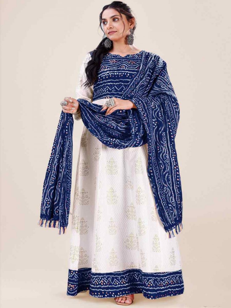 White 14KG Heavy Rayon Printed Festival Casual Kurti
