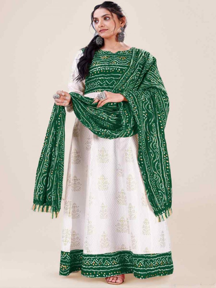 White 14KG Heavy Rayon Printed Festival Casual Kurti