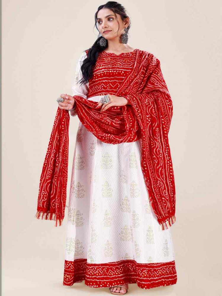 White 14KG Heavy Rayon Printed Festival Casual Kurti