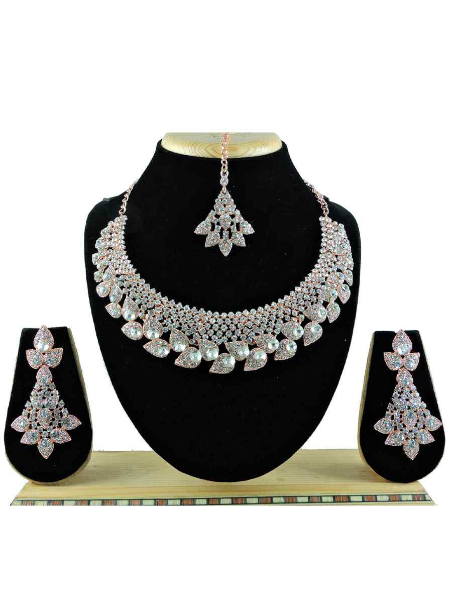 White Alloy Festival Wear Diamonds Necklace