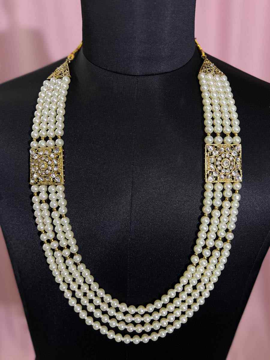 White Alloy Moti Groom's Wedding Wear Pearls Necklace
