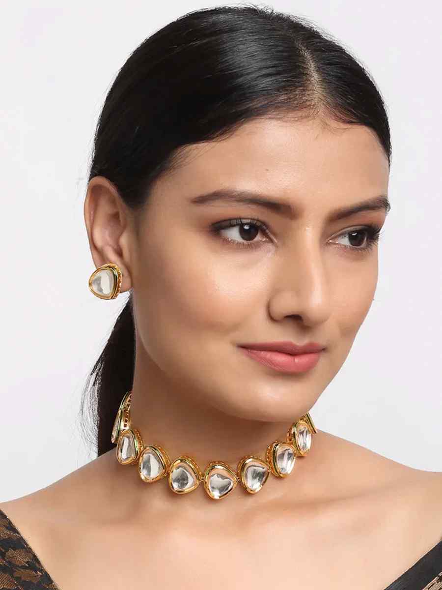 White Alloy Wedding Wear Kundan Necklace