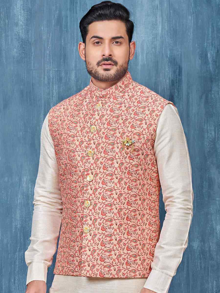 White Art Banarasi Silk Woven Festival Wedding Kurta