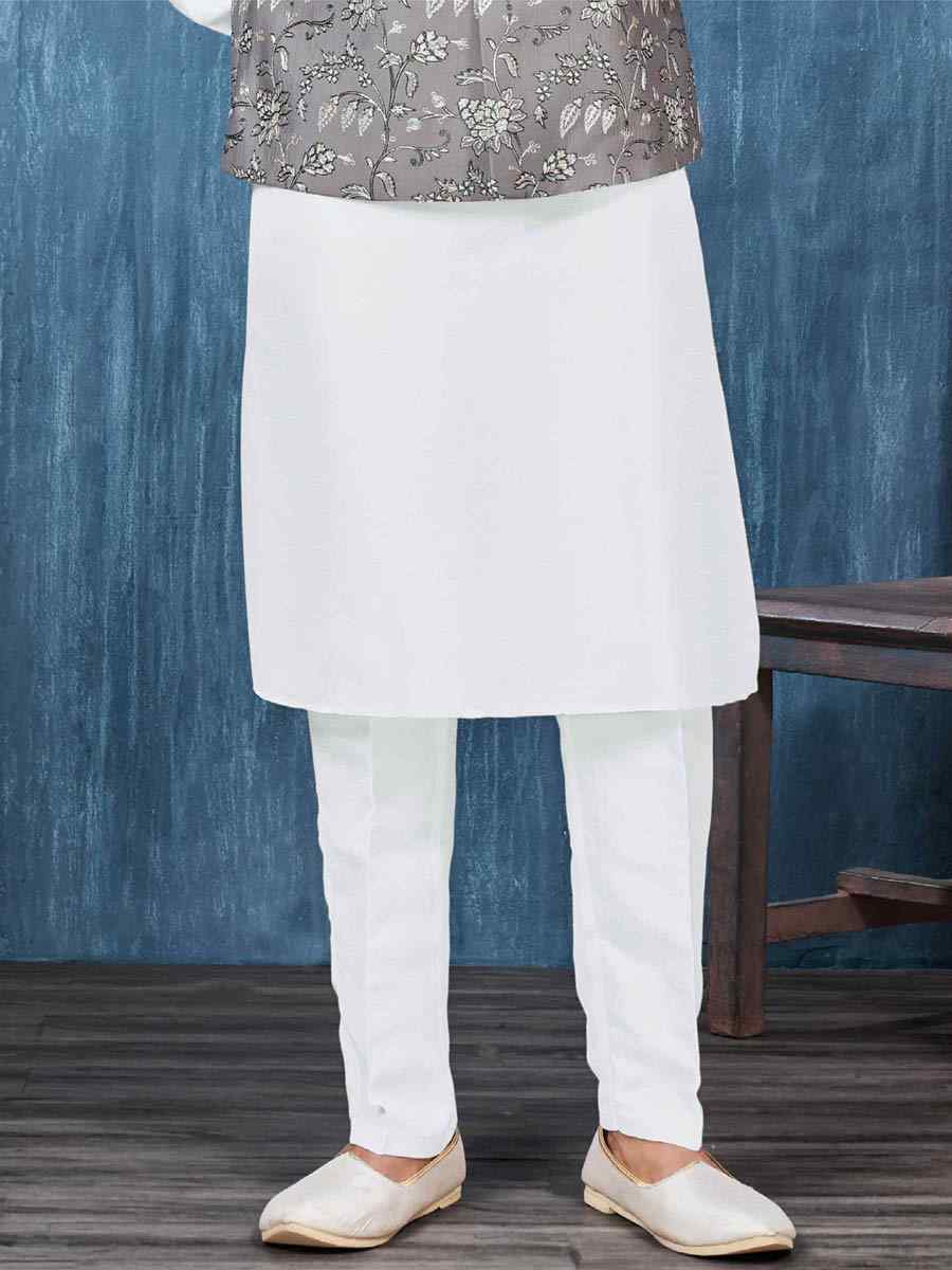White Art Banarasi Silk Woven Festival Wedding Kurta
