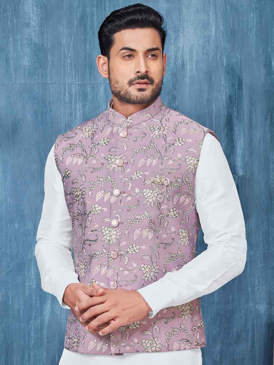 White Art Banarasi Silk Woven Festival Wedding Kurta