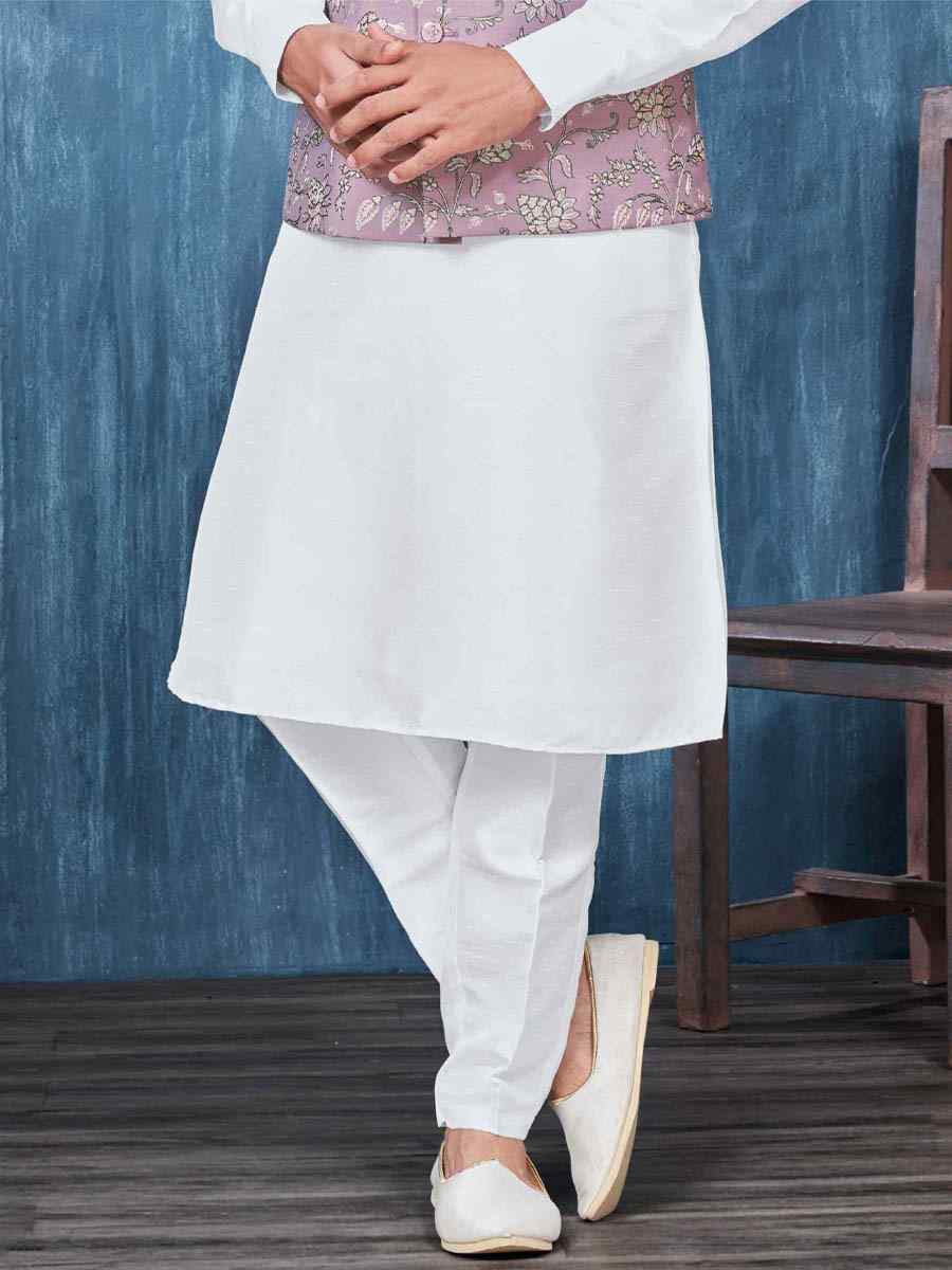 White Art Banarasi Silk Woven Festival Wedding Kurta