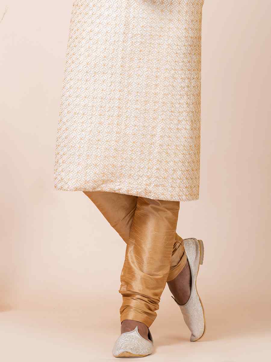 White Banarasi Dupion Woven Festival Mehendi Kurta