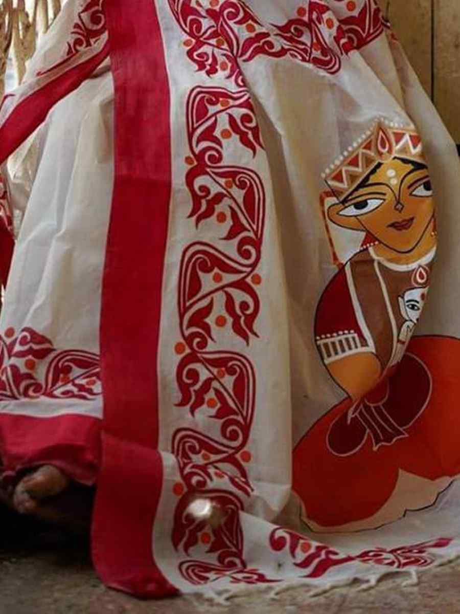 White Banarasi Soft Silk Jacquard Festival Wear Fancy Heavy Border Saree