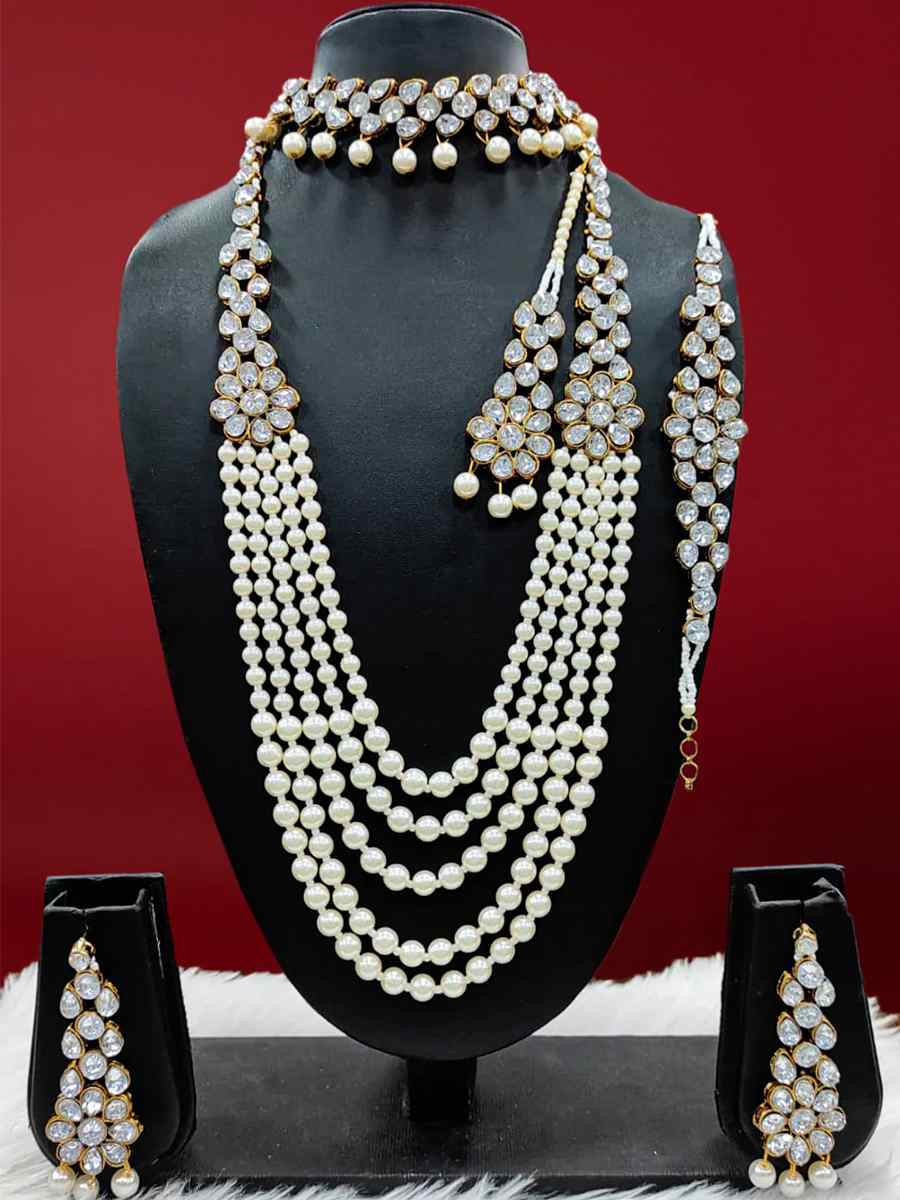 White Brass Bridal Wear Kundan Necklace