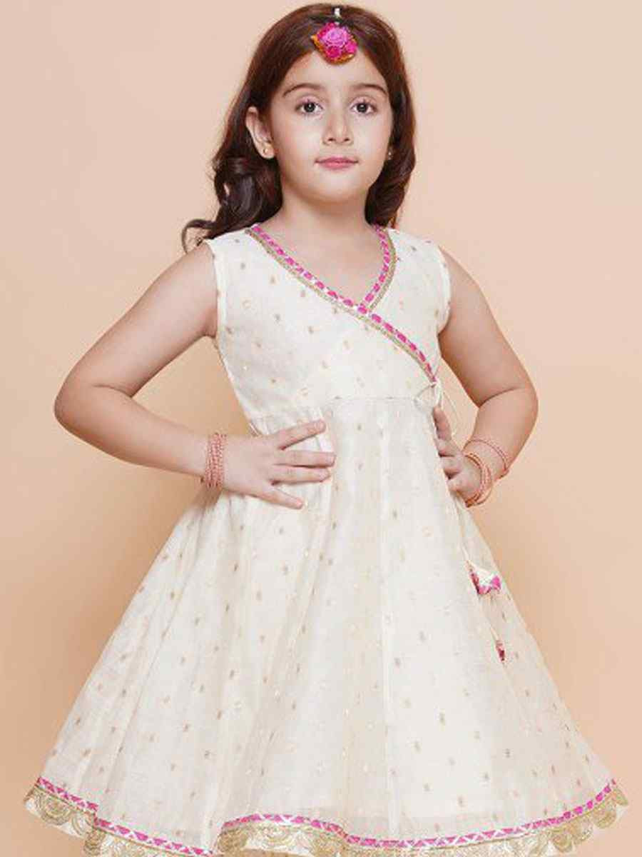 White Chanderi Silk Embroidered Casual Festival Kurta Sharara Girls Wear