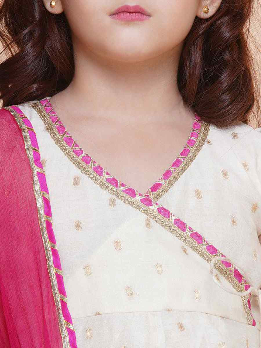 White Chanderi Silk Embroidered Casual Festival Kurta Sharara Girls Wear