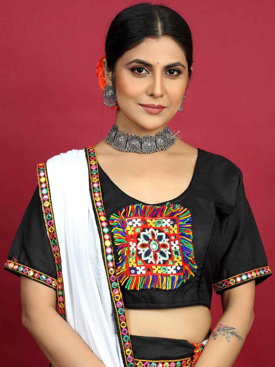 White Cotton Printed Mehendi Festival Traditional Lehenga Choli