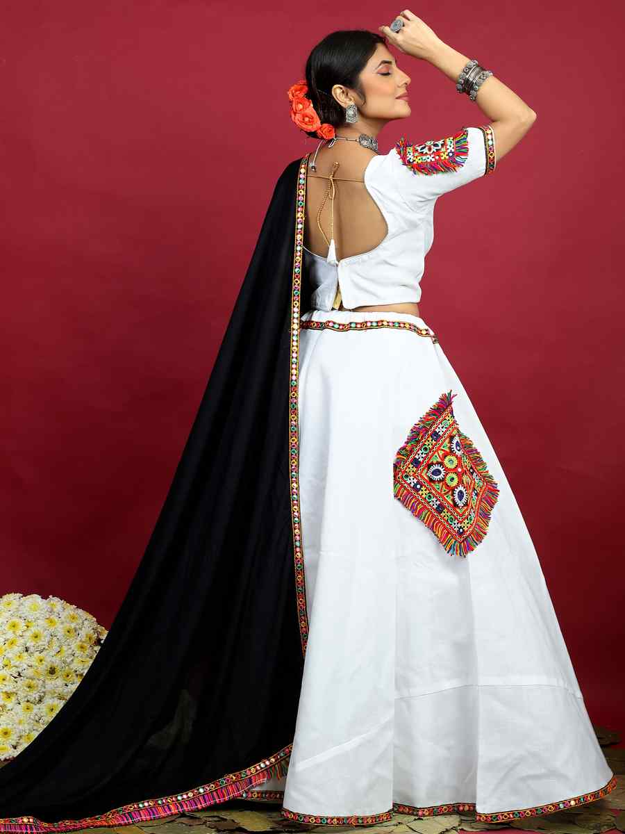 White Cotton Printed Mehendi Festival Traditional Lehenga Choli