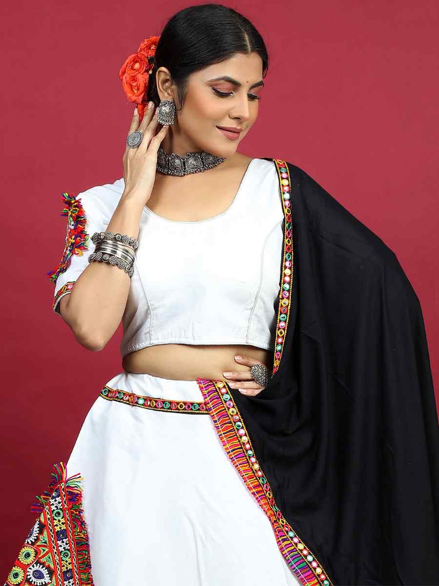 White Cotton Printed Mehendi Festival Traditional Lehenga Choli