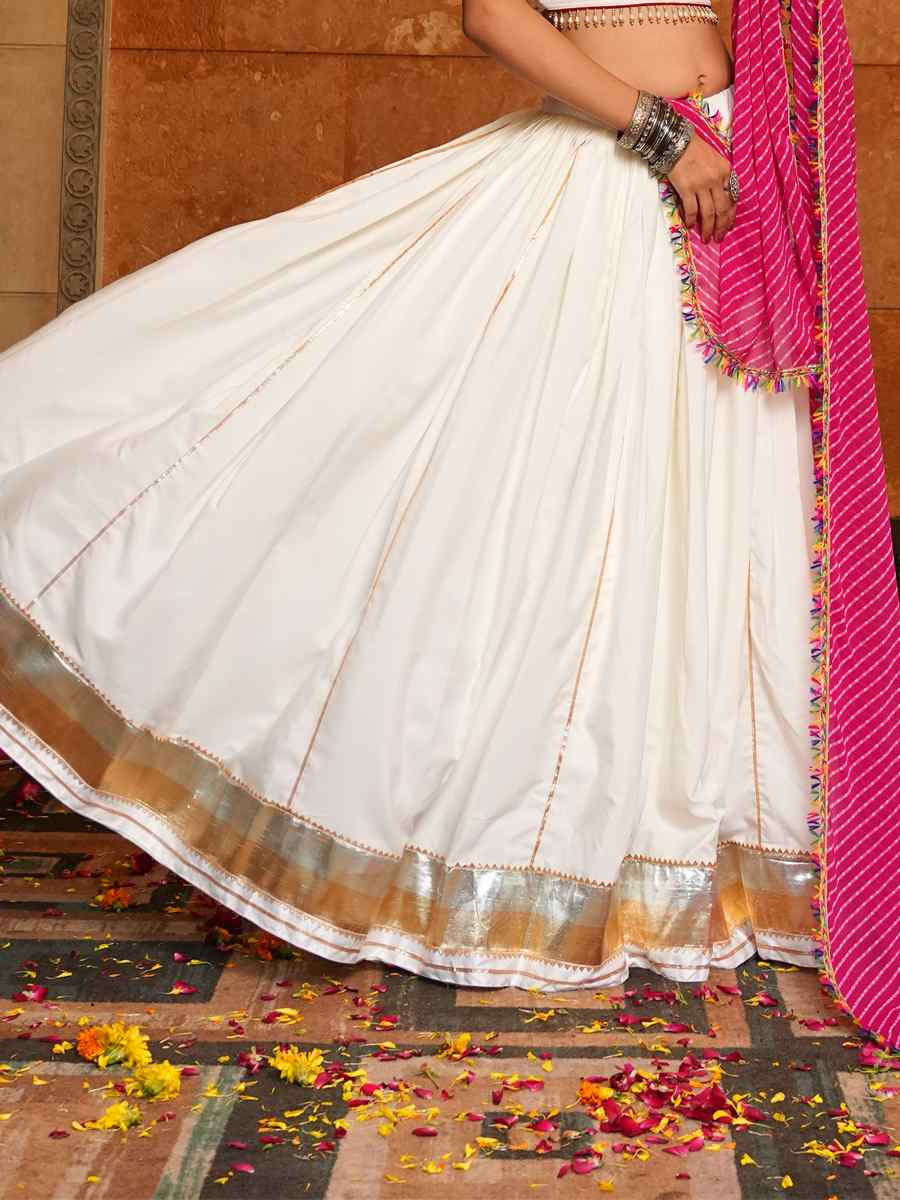 White Crepe Embroidered Festival Traditional Lehenga Choli
