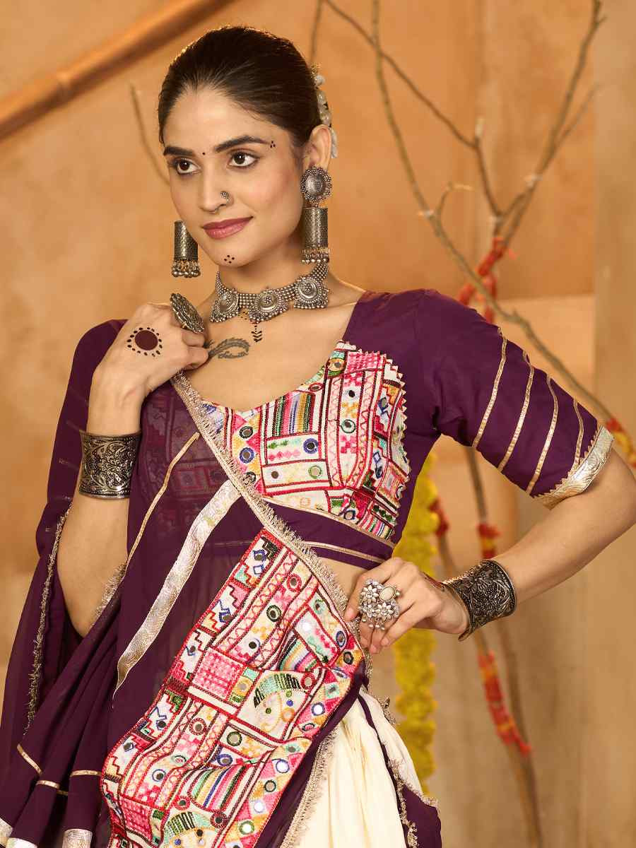 White Crepe Embroidered Festival Traditional Lehenga Choli