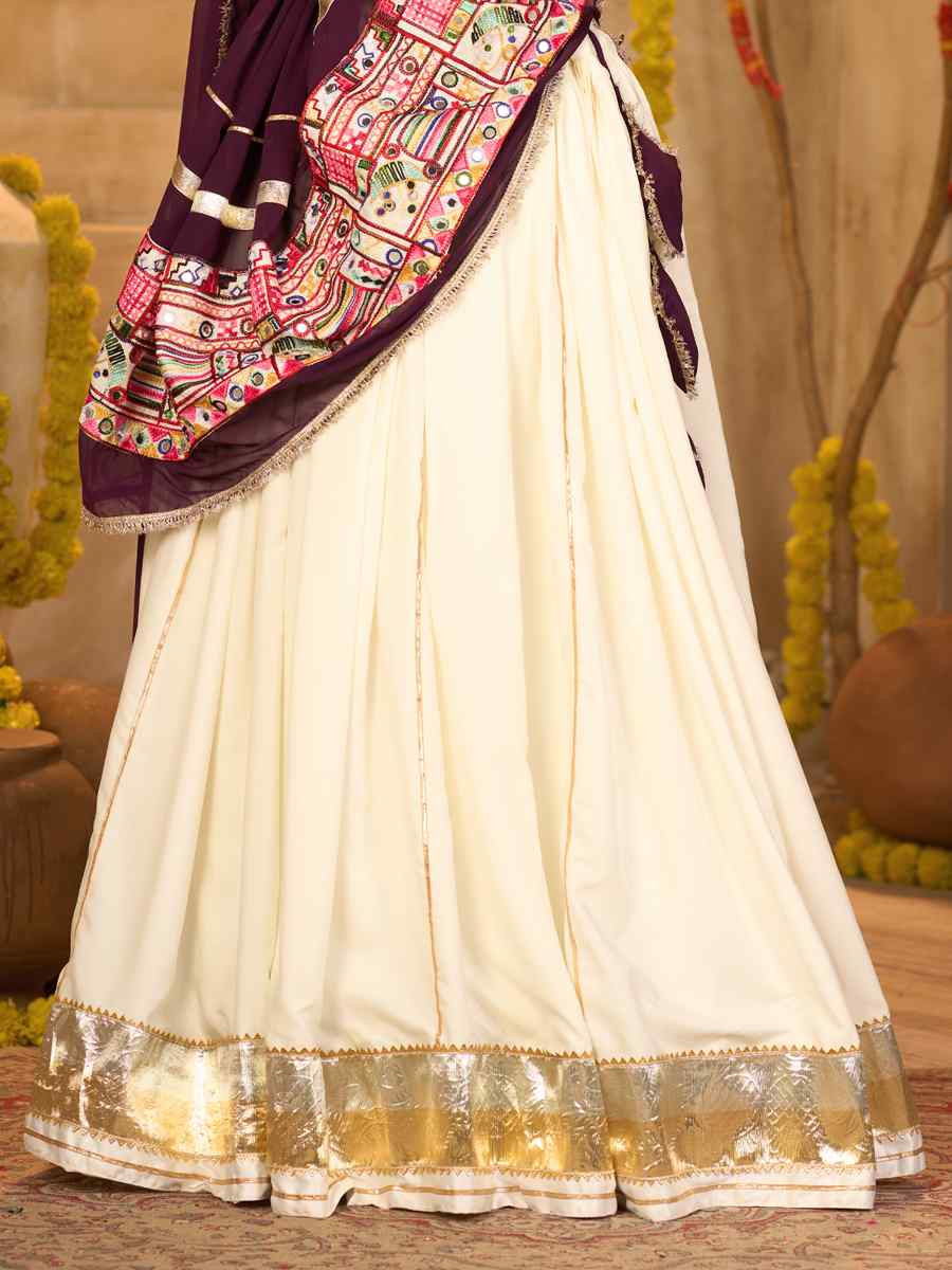 White Crepe Embroidered Festival Traditional Lehenga Choli