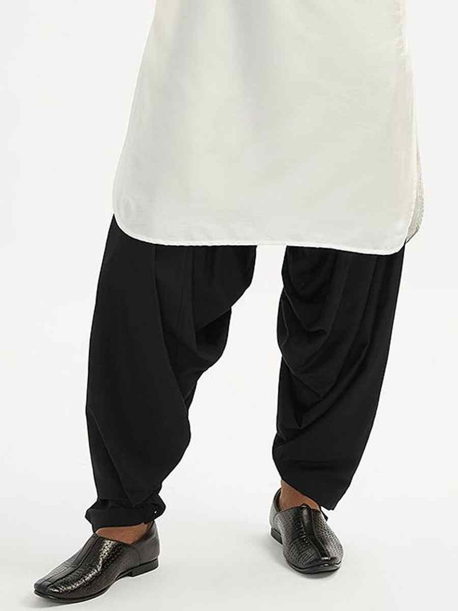 White Dhupion Art Silk Plain Party Wedding Kurta
