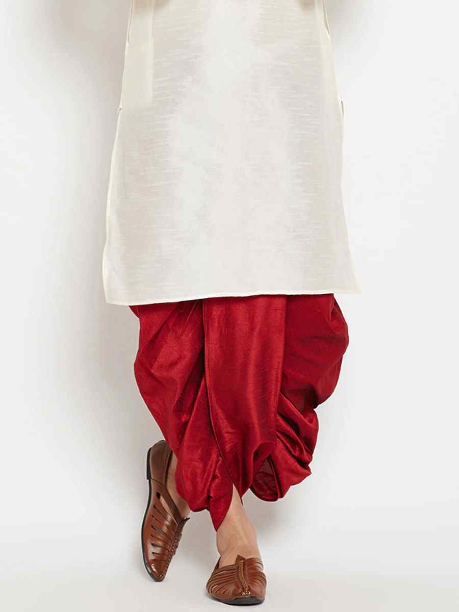 White Dupion Silk Woven Festival Wedding Kurta